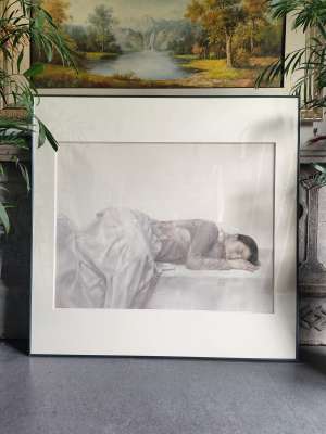水彩画(国展作品123x123cm，宝篮色铝合金外框)