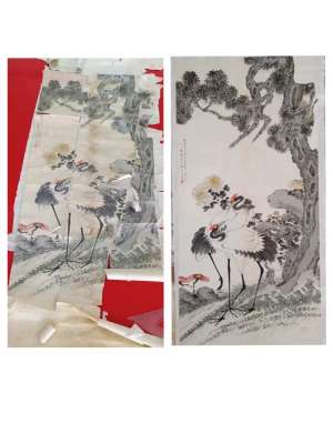 清·松鹤图修复
